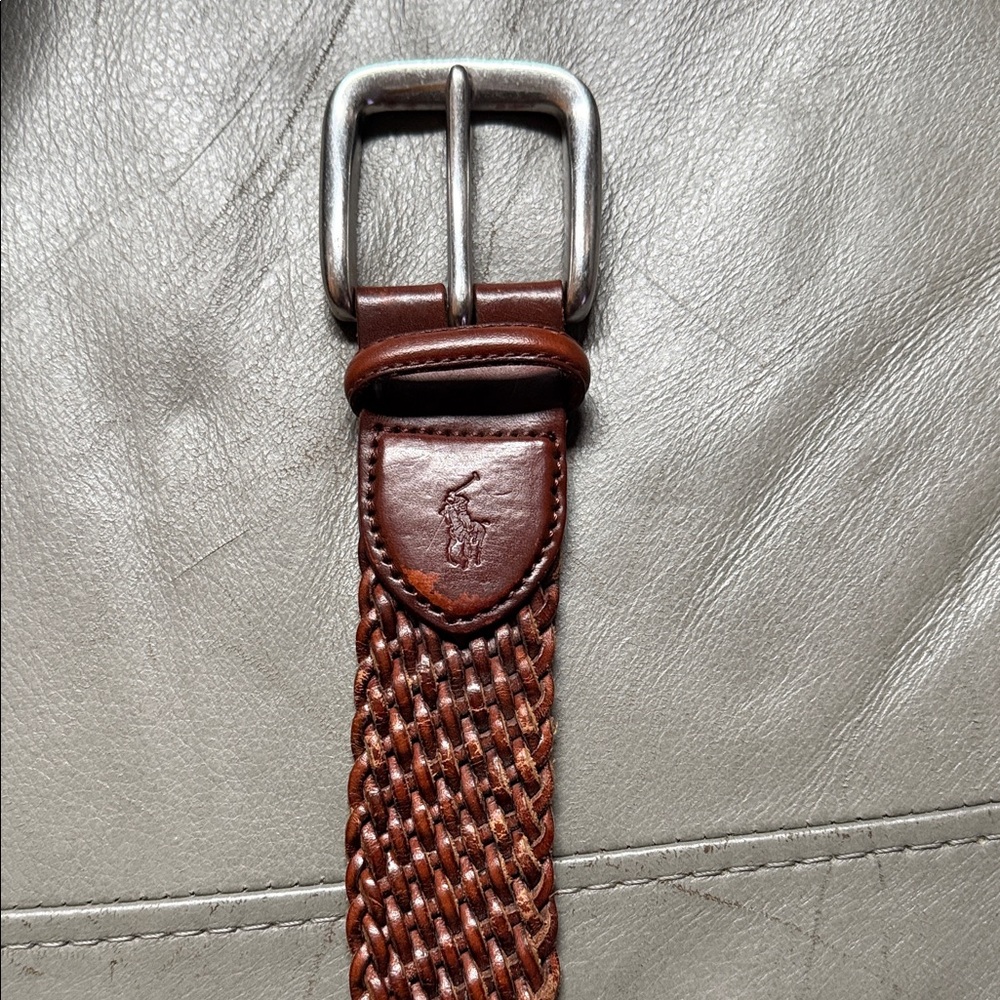 Polo by Ralph Lauren Brown Woven Leather Belt